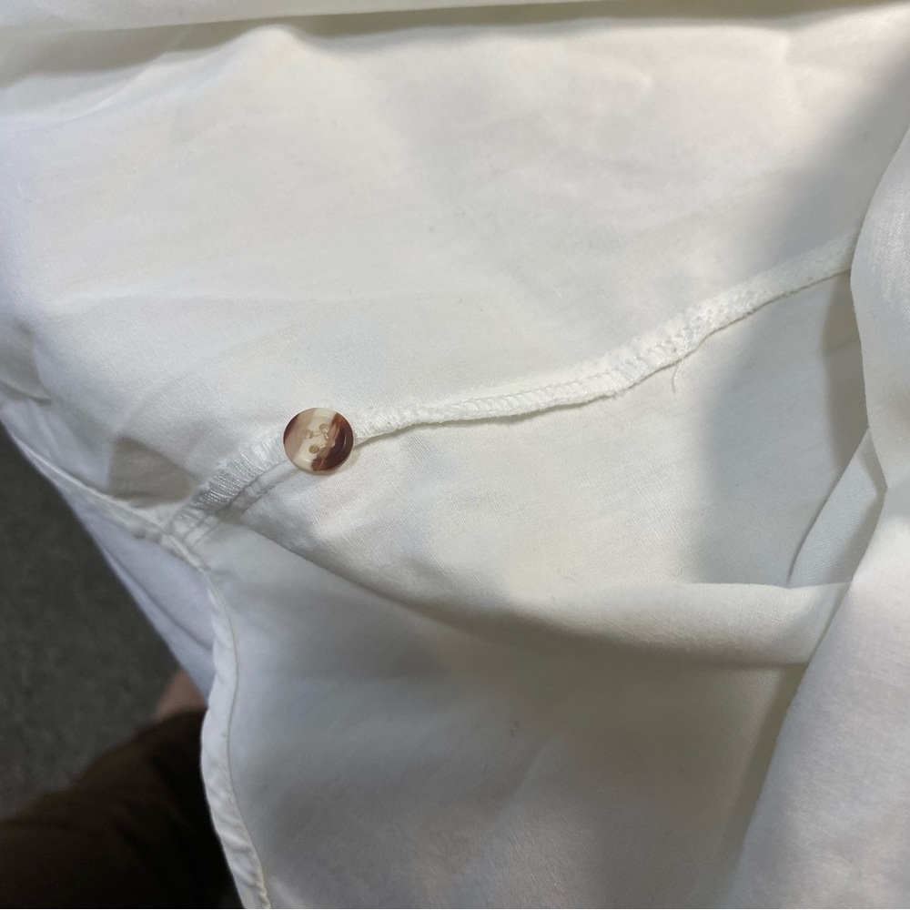 Designer Button Up Casual Cargo Dress Shirt White Short Sleeve No Show Buttons - Picture 10 of 12